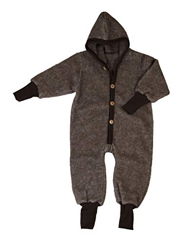 Cosilana Baby Kinder Fleece Overall mit Bündchen am Armen und Füßen, 60% Wolle (kbT), 40% Baumwolle (KBA) (74-80, Braun-Melange) von Cosilana