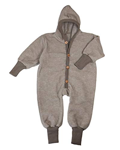 Cosilana Baby Kinder Fleece Overall mit Bündchen am Armen und Füßen, 60% Wolle (kbT), 40% Baumwolle (KBA) (74-80, Latte-Macchiato-Melange) von Cosilana