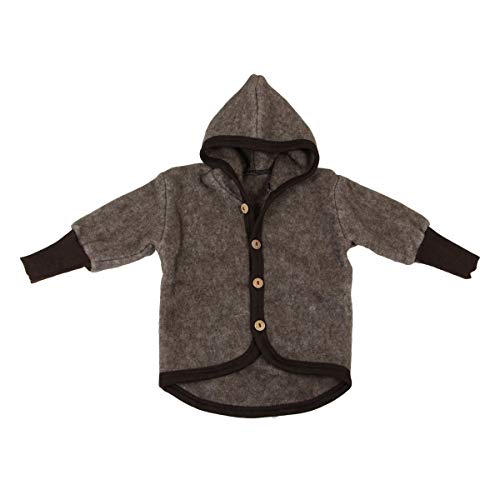 Cosilana Baby Woll-Fleece Jäckchen mit Kapuze kbT Wolle Bio Baumwolle (62-68, Braun-Melange) von Cosilana