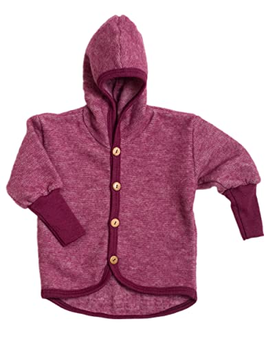 Cosilana Baby Jäckchen mit Kapuze aus weichem Wollfleece, 60% Schurwolle kbT, 40% Baumwolle (kbA) (74-80, Weinrot meliert) von Cosilana