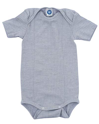 Cosilana Babybody Kurzarm 91052 BW/Wolle/Seide (Grau meliert, 62-68) von Cosilana