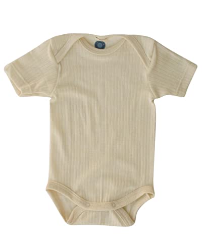 Cosilana Babybody Kurzarm 91052 BW/Wolle/Seide (Natur, 62-68) von Cosilana