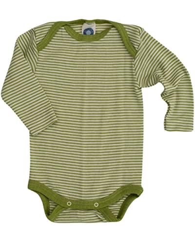 Cosilana, Baby Body Langarm, 70% Wolle, 30% Seide (Grün/Natur, 62-68) von Cosilana