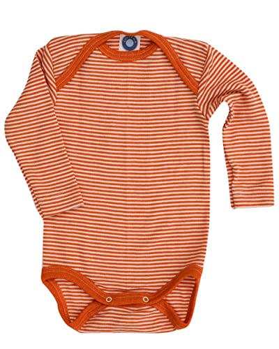 Cosilana, Baby Body Langarm, 70% Wolle, 30% Seide (Orange/Natur, 50-56) von Cosilana