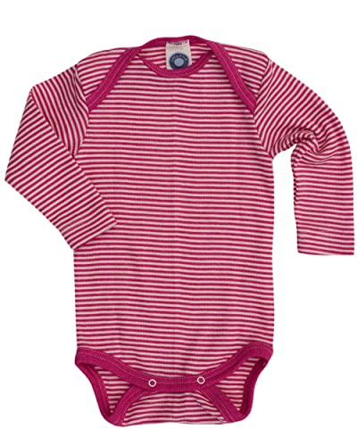 Cosilana, Baby Body Langarm, 70% Wolle, 30% Seide (Pink Geringelt, 62-68) von Cosilana