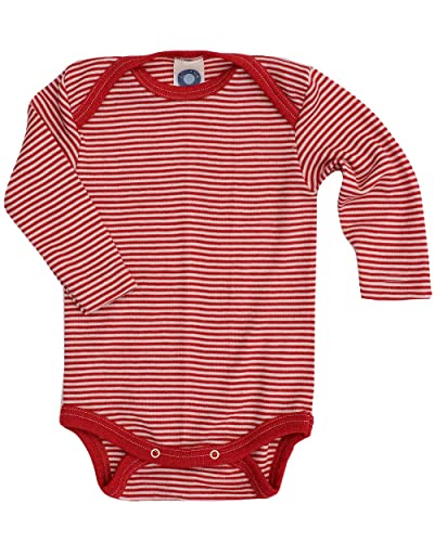 Cosilana, Baby Body Langarm, 70% Wolle, 30% Seide (Rot/Natur, 62-68) von Cosilana