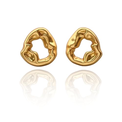 Cosmeria 1 Paar 18K Gold Ohrringe, Tropfen Creolen für Damen, Statement Goldene Ohrringe, Boho Ohringe, 25mm Hoch, 22mm Breit von Cosmeria