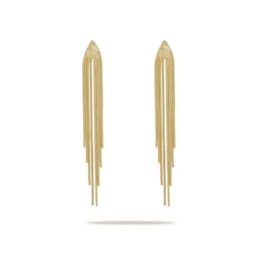 Cosmeria 1 Pair 16K Gold Plated Tassel Earrings for Women, Long Statement Ohrringe Gold Hängend, Hypoallergenic Goldene Ohrringe Damen, Elegant Drop Earrings von Cosmeria