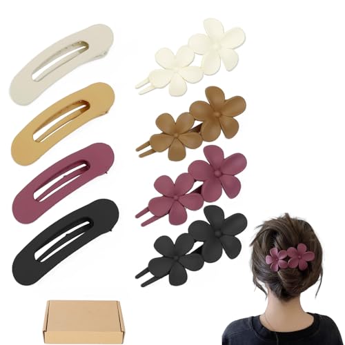 Cosmeria 8 Stück Flache Haarklammern für Frauen, Rutschfeste Künstliche Haarspangen für Dünnes und Dickes Haar, Stilvolle Haar-Accessoires von Cosmeria