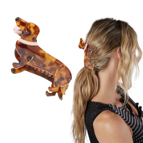 Cosmeria Dackel Haarspange Für Damen Und Mädchen, Lustige Volumen Spange Aus Hochwertigem Acetat, Perfekte Hund Haarspange Für Alle Anlässe Und Dackel Liebhaber von Cosmeria