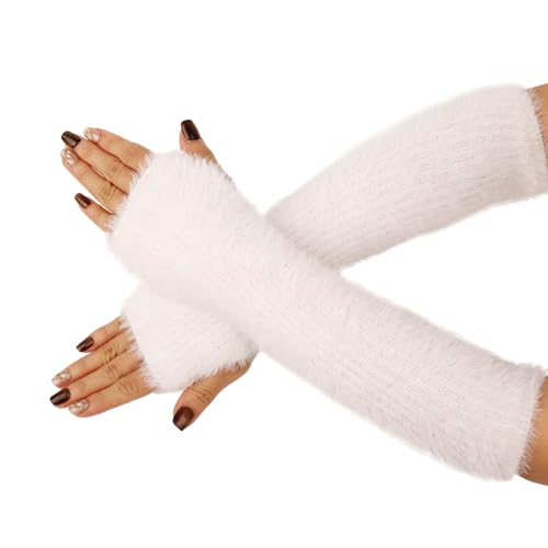 Cosmeria Fingerless Gloves Damen, Klassische Gothic Armstulpen, Warme Und Weiche Lange Handschuhe Für Herbst Und Winter, Frei Größe, Perfekt Für Goth Outfits von Cosmeria