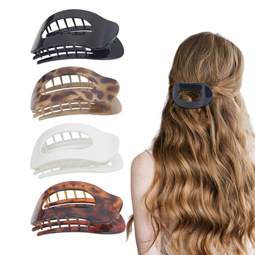 Cosmeria Flache Haarklammer Für Frauen, Große Französische Claw Clip In 4 Zoll, 18 Zähne Starker Halt, Komfortabel Für Yoga, Autofahren Und Entspannen von Cosmeria