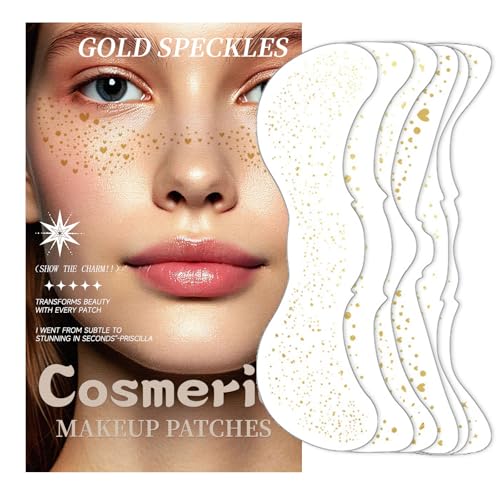 Cosmeria Glitzer Freckles Tattoo Set, 6 Stück Goldene Temporäre Sommersprossen, Wasserdicht Für Christmas Und Festivals, Einfach Für Alle Hauttypen von Cosmeria