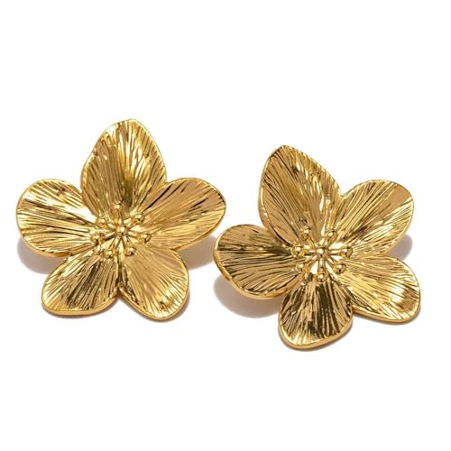 Cosmeria Goldene Blumen Ohrringe für Damen, Große Statement Flower Ohrringe, Hängende Ohrringe Gold, Hypoallergen Modeschmuck, Boho Tropfen Ohrringe von Cosmeria