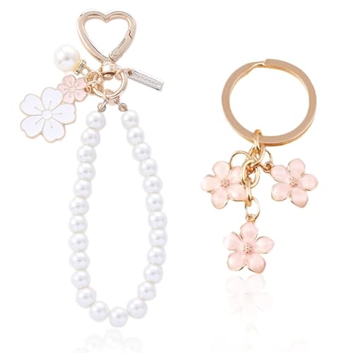 Cosmeria Schlüsselanhänger Damen Schlüsselband Mit Schleife Blume Herz Armband Schlüsselanhänger Auto Schickes Design 20 cm von Cosmeria