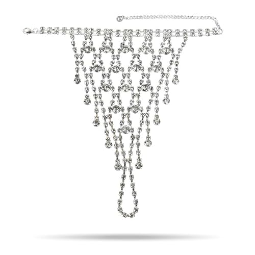 Cosmeria Silberne Netzstrass-Armband mit Fransen, Verstellbares Damen Schmuck Accessoire für Partys und Alltag, Funkelndes Design von Cosmeria