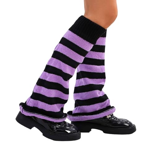 Cosmeria Y2K Beinwärmer Aus Hochwertigem Polyester Mit Harajuku Streifen, Modisch Und Bequem, Für Frauen Und Teenager Mädchen von Cosmeria