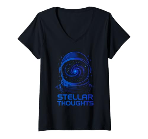 Damen Space Nerd Design Galaxy Explorer Cosmic Wanderer Club T-Shirt mit V-Ausschnitt von Cosmic Curiosity Astronaut Geek Galaxy Stars Club