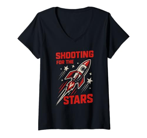 Damen Space Nerd Design Galaxy Explorer Cosmic Wanderer Club T-Shirt mit V-Ausschnitt von Cosmic Curiosity Astronaut Geek Galaxy Stars Club