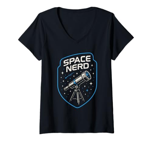 Damen Space Nerd Design Galaxy Explorer Cosmic Wanderer Club T-Shirt mit V-Ausschnitt von Cosmic Curiosity Astronaut Geek Galaxy Stars Club