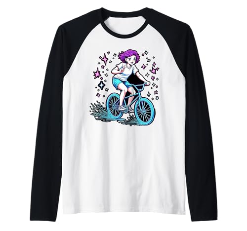 Mädchen Biking Through Stars Fun Adventure Raglan Mädchen Biking Through Stars Fun Adventure Raglan von Cosmic Cycling Adventure Tee for Kids