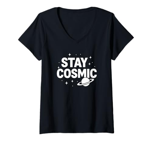Damen Bleib der kosmische Weltraumastronaut Galaxy Star Lover T-Shirt mit V-Ausschnitt Damen Bleib der kosmische Weltraumastronaut Galaxy Star Lover T-Shirt mit V-Ausschnitt von Cosmic Dreams Apparel