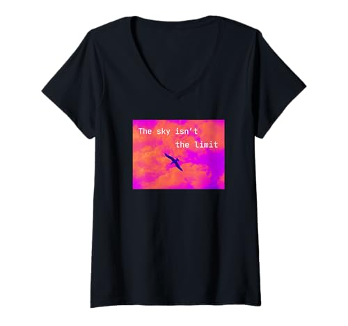 Damen The Sky Isn't The Limit - Colorful Bird Freedom T-Shirt mit V-Ausschnitt Damen The Sky Isn't The Limit - Colorful Bird Freedom T-Shirt mit V-Ausschnitt von Cosmic Horizons Apparel