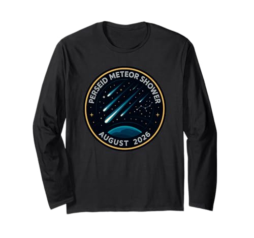 Perseid Meteorschauer August 2026 Mission Patch Langarmshirt von Cosmic Mission Series