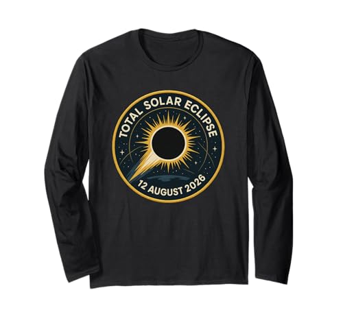 Totale Sonnenfinsternis 12. August 2026 Mission Patch Langarmshirt Totale Sonnenfinsternis 12. August 2026 Mission Patch Langarmshirt von Cosmic Mission Series