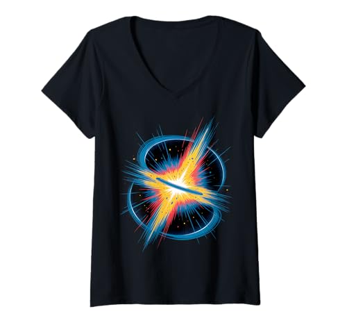 Damen Kosmische Partikelkollision Abstrakte Wissenschaft T-Shirt mit V-Ausschnitt Damen Kosmische Partikelkollision Abstrakte Wissenschaft T-Shirt mit V-Ausschnitt von Cosmic Science Apparel