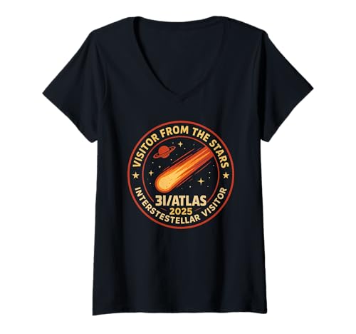 Damen 3I/Atlas Interstellarer Komet 2025 | Retro-Weltraum-Patch-Design T-Shirt mit V-Ausschnitt Damen 3I/Atlas Interstellarer Komet 2025 | Retro-Weltraum-Patch-Design T-Shirt mit V-Ausschnitt von Cosmic Visitor