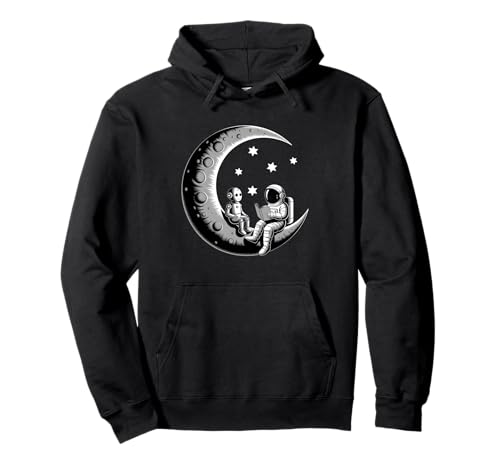Astronaut Reading Book to Robot Moon Space Learn Women Kids Pullover Hoodie von Cosmic storytelling Lunar Literature Technology