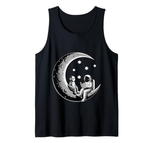 Astronaut Reading Book to Robot Moon Space Learn Women Kids Tank Top von Cosmic storytelling Lunar Literature Technology