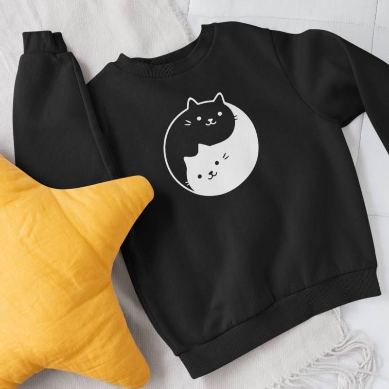 Kinder Yin Yang Sweatshirt/Kinderpullover, Katzenpullover Kinder, Pullover von CosmicCatClub