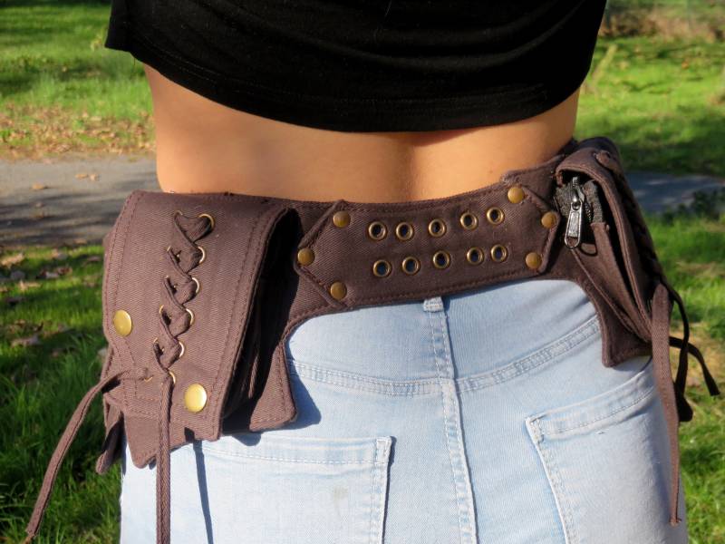 Taille Gürtel, Geld Festival Gebrauchs Braune Baumwolle Canvas Hüfttasche, Spitze Modell von CosmicCelt