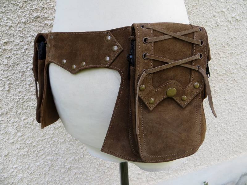 steampunk Festival Utility-Gürtel Aus Braunem Wildleder - Modell Anvil von CosmicCelt