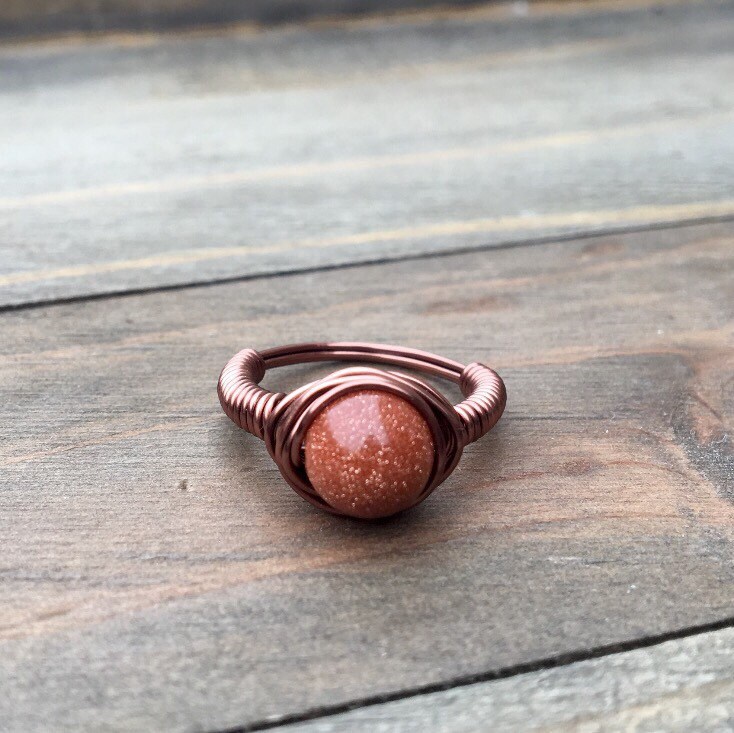Goldstone Ring 22 Gauge Kupferdraht Gewickelt Goldstone Ring 22 Gauge Kupferdraht Gewickelt von CosmicFeels