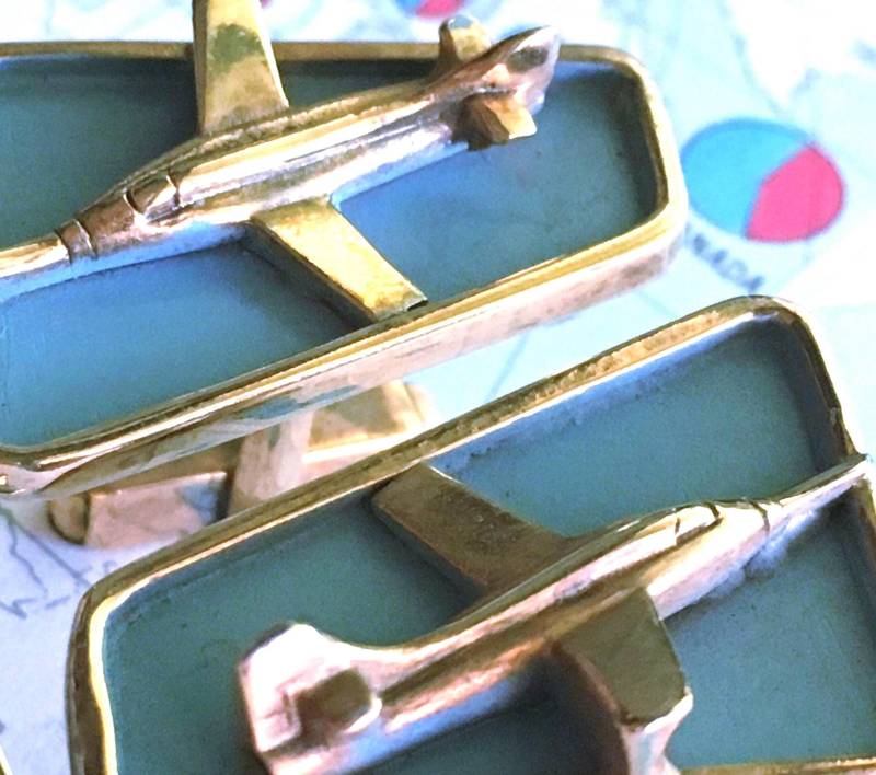 1950Er Jahre Mid Century Vintage Usaf Kampfflugzeug Manschettenknöpfe Jet Airplane Blue Atomic Anson Usa Männer Weihnachtsgeschenke Für Väter Opa von CosmicFirefly