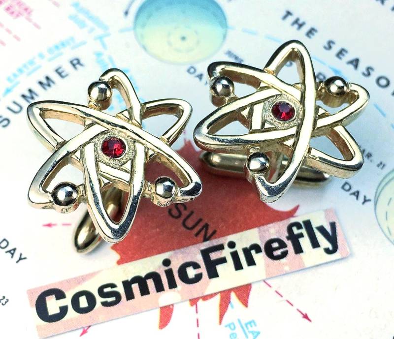 50Er Jahre Vintage Atomic Manschettenknöpfe Space Age Atome Antike Jet Herren Weihnachtsgeschenke Für Väter Wissenschaftslehrer Swank Usa von CosmicFirefly