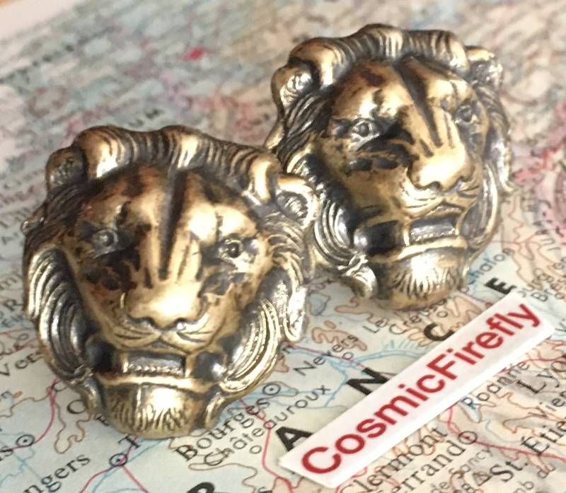 Big Lion Manschettenknöpfe Handgefertigte Usa Geschenk Boxed New Antiqued Messing Metall Herren Weihnachtsgeschenke von CosmicFirefly