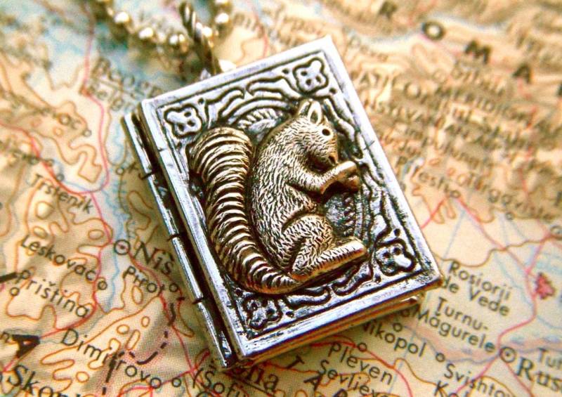 Kleine Eichhörnchen Buch Locket Halskette Handgefertigt von CosmicFirefly