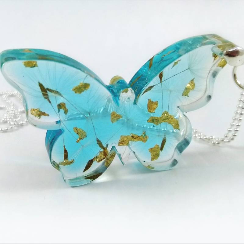 sterling Silber Schmetterling Anhänger Halskette Echter Löwenzahn Wunsch Schmuck von CosmicLensJewellery