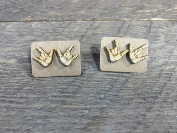 American Sign Language I Love You Ohrringe | Asl Ohrstecker Dolmetscher Geschenk von CosmicSoupp