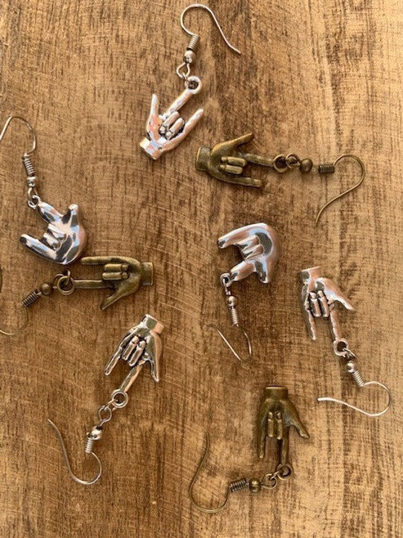 American Sign Language Ohrringe, Asl Schmuck, I Love You Zeichen American Sign Language Ohrringe, Asl Schmuck, I Love You Zeichen von CosmicSoupp