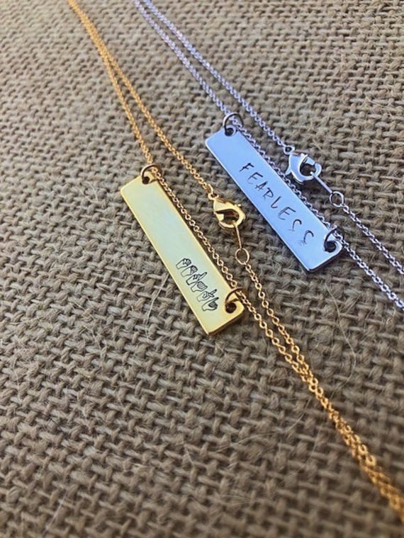 Personalisierte Bar Halskette N47 Vergoldet, Versilbert, Roségold Vergoldet, Namenskette, Gold Halskette, Handgestempelt von CosmicSoupp