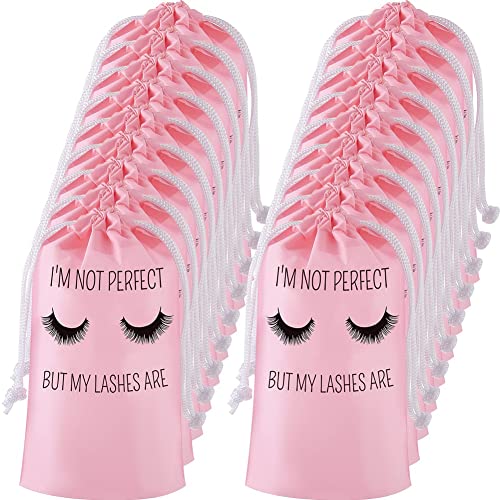 Cosmin 50 StüCk Wimpern-Nachsorgebeutel Wimpernverpackung Kunststoff-Make-Up-Tasche Tragbarer Kulturbeutel für Frauen mit Schwarzem Kordelzug von Cosmin