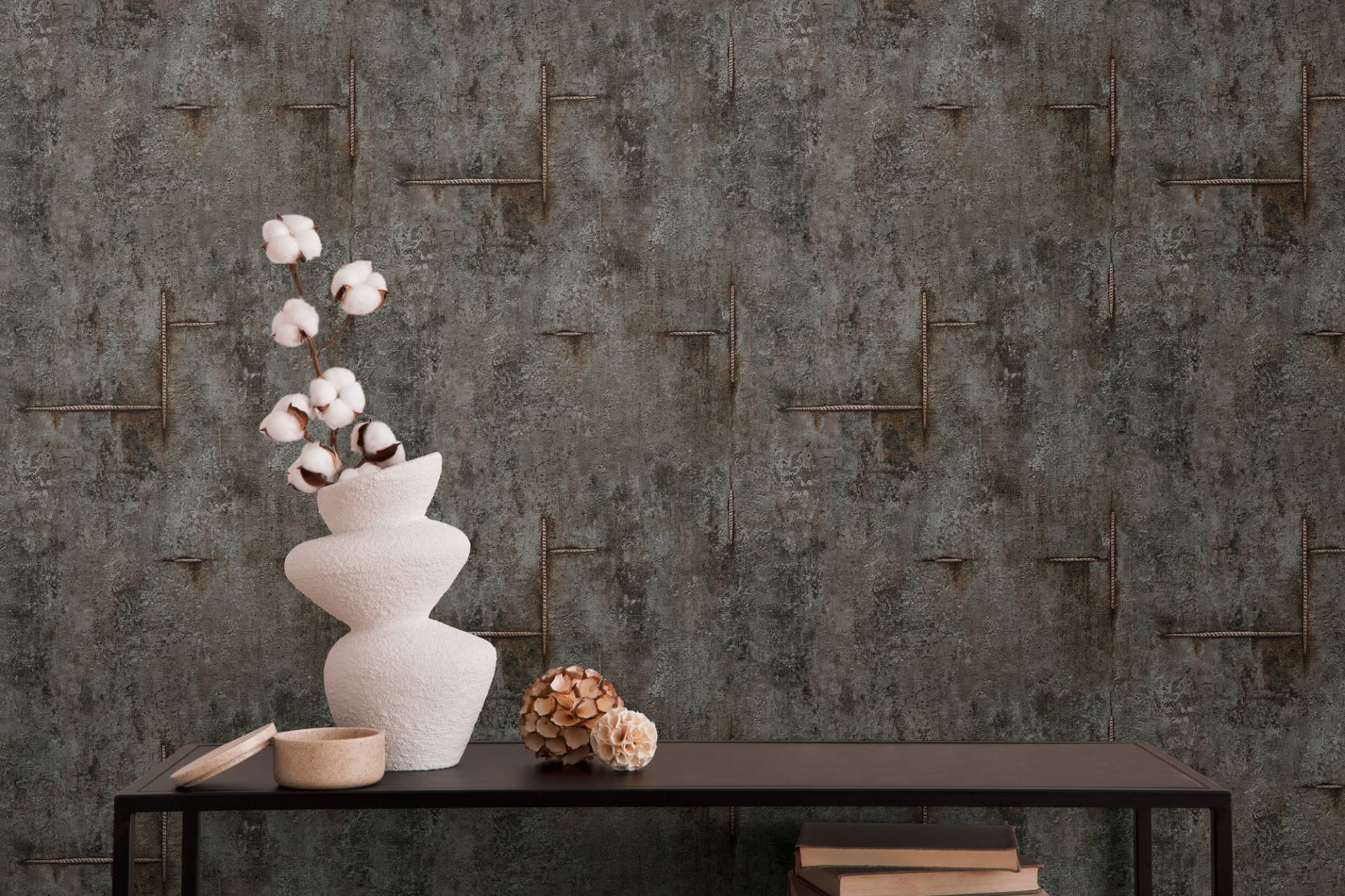 CosmoLiving by Cosmopolitan Vliestapete "Graphite Groove-Edge Betonoptiktapete" matt strukturiert von Cosmoliving By Cosmopolitan