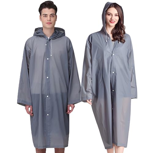 Cosowe Regenponchos Regenjacke Regenmantel für Damen Herren, Regenbekleidung Regencape Wasserdicht für Wandern Radfahren Camping und Reisen (Grau) von Cosowe