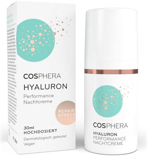 Cosphera Hyaluron Nachtcreme 100% vegan - Nachtpflege für Falten, Tränensäcke und Augenringe 30 ml - Gesichtscreme für Frauen und Männer Cosphera Hyaluron Nachtcreme 100% vegan - Nachtpflege für Falten, Tränensäcke und Augenringe 30 ml - Gesichtscreme für Frauen und Männer von Cosphera