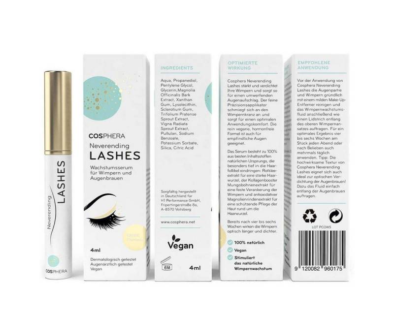 Cosphera Wimpernserum Cosphera Neverending Lashes Wimpernserum 4 ml, Effektives Wimpernserum von Cosphera